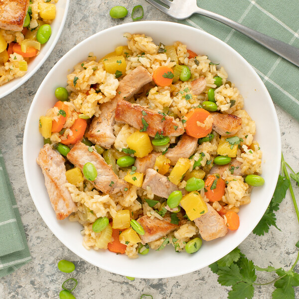 Pineapple Pork Fried Rice with Carrot, Edamame, Celery & Cilantro