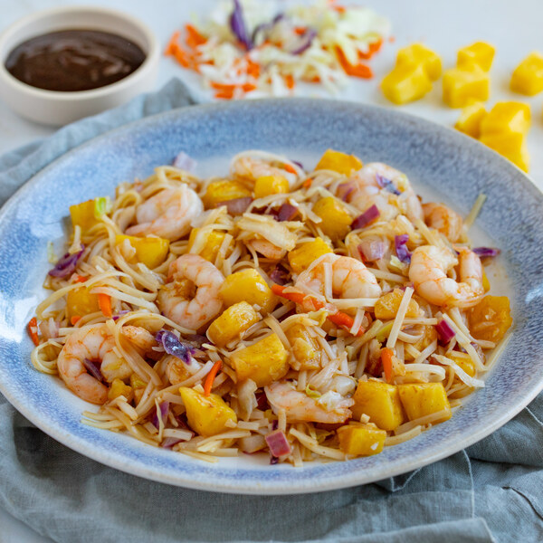 Hoisin Shrimp, Pineapple & Cabbage Stir-Fry with Rice Noodles