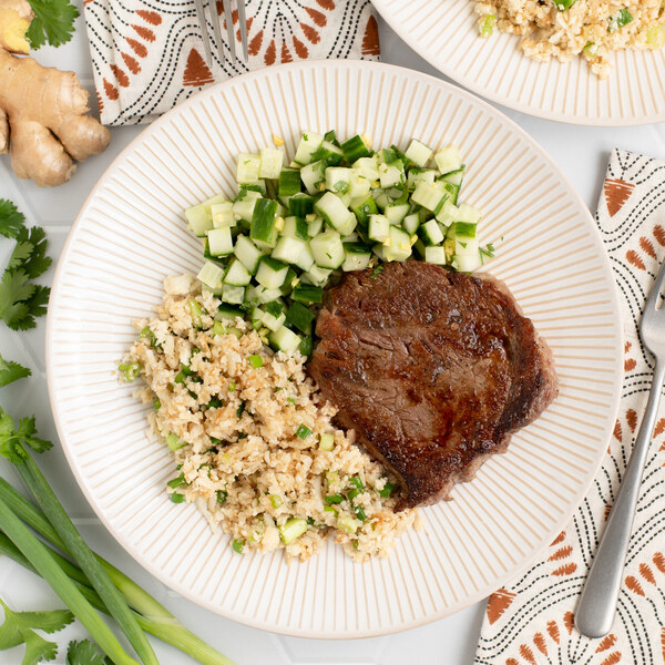 Seared Ribeye with Ginger-Cilantro Cucumber Salad & Cauliflower Rice
