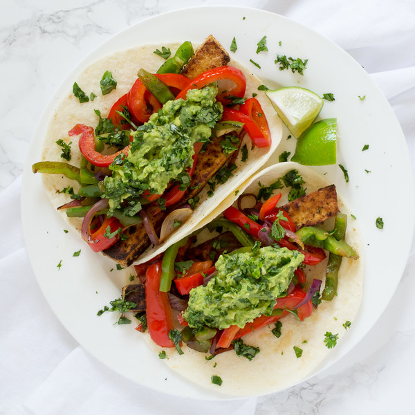 Tofu & Bell Pepper Fajitas with Guacamole