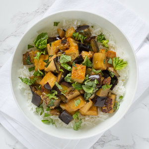 Tofu & Eggplant Stir Fry with Basmati Rice