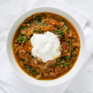 Pumpkin & Turkey Chili with Kale & Cannellini Beans