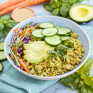 Spiced Turkey Bowl with Basil Slaw, Cucumber, Avocado & Sesame Sauce