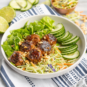 Spicy Vietnamese-Style Pork Meatballs with Broccoli Slaw & Peanuts