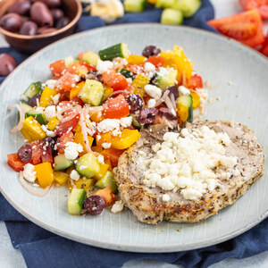 Lemon-Herb Pork Chop with Feta & Greek Salad
