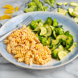 Creamy Cheddar-Tuna Pasta with Sautéed Broccoli & Zucchini