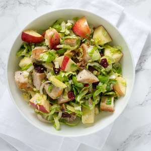 Chicken, Brussels Sprouts & Apple Salad with Toasted Walnuts & Cranberries