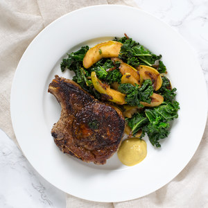 Pan-Fried Pork Chops with Apple & Kale Sauté
