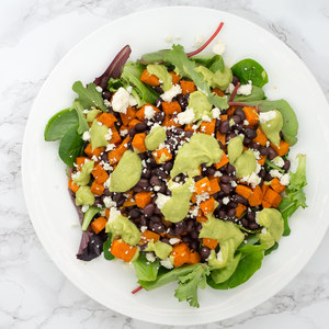 Sweet Potato & Black Bean Salad with Avocado Dressing & Feta